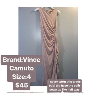 Vince Camote dress! Pink and sparkly never worn but u did get the spilt sewn up